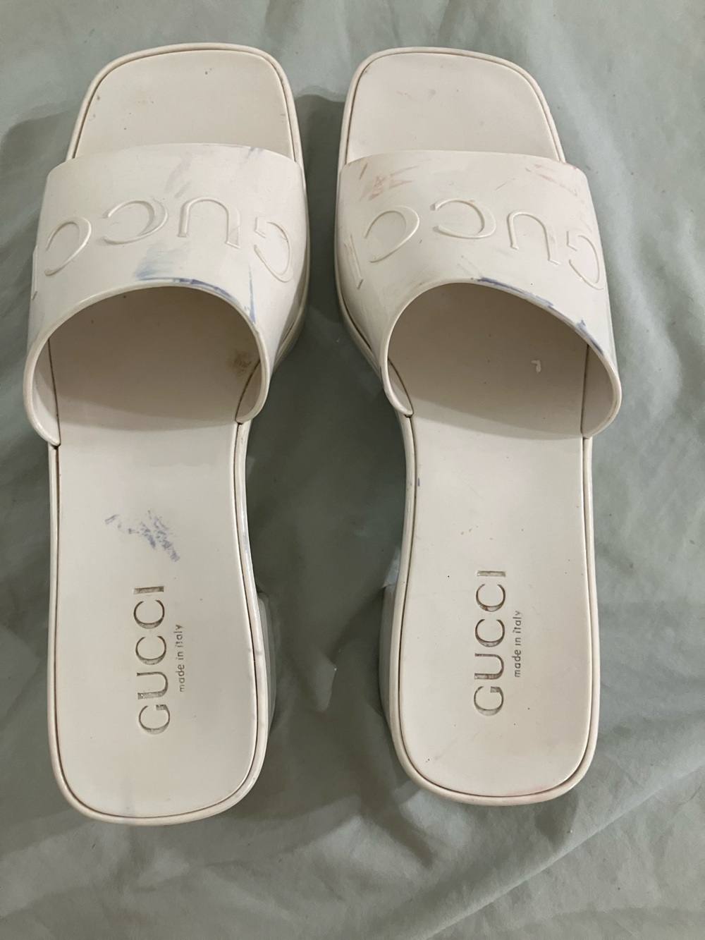 Gucci White Slide Sandals - Women's Leather Pool Slides